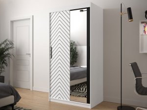 Nowoczesna szafa przesuwna z lustrem Ratintu 100 cm Nowoczesna szafa przesuwna z lustrem Ratintu 100 cm
